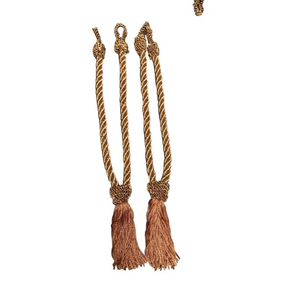 Vintage Brown Tassel Curtain Tiebacks 13" Long St of 2 Elegant Home Decor - Picture 1 of 12